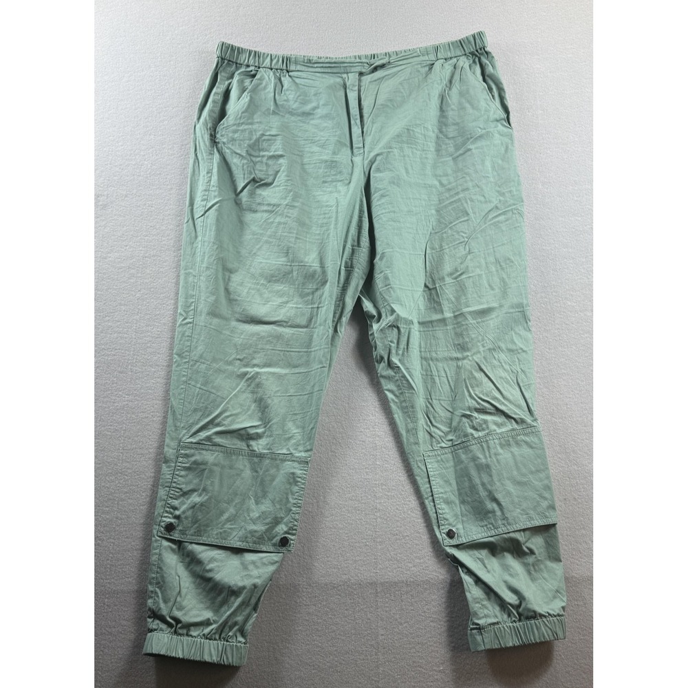 Tyler Boe Pants Womens Large Green Twill Jogger Elastic Waist Cuffed Pockets